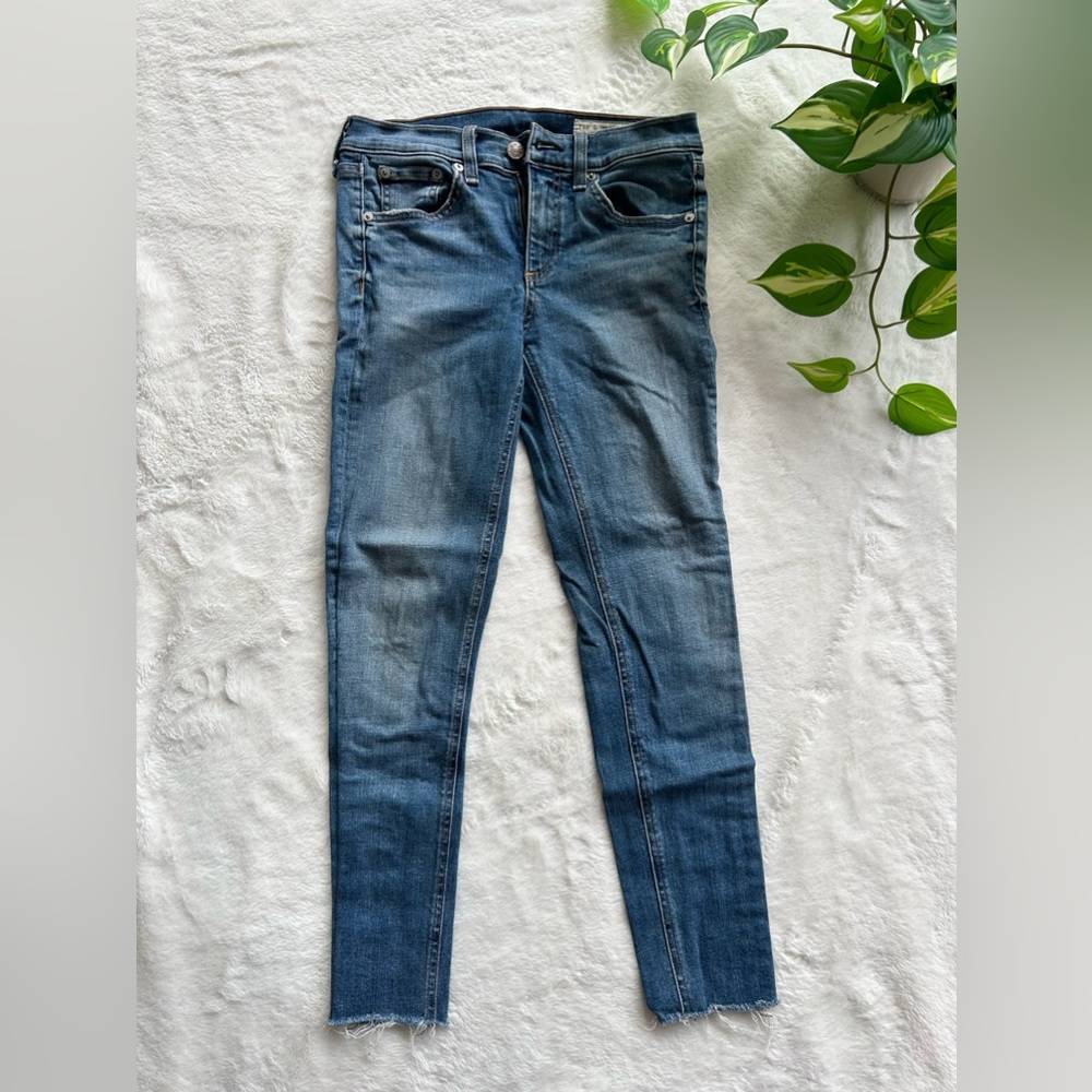 Rag & Bone perfect skinny boyfriend jean, classic wash, raw hem